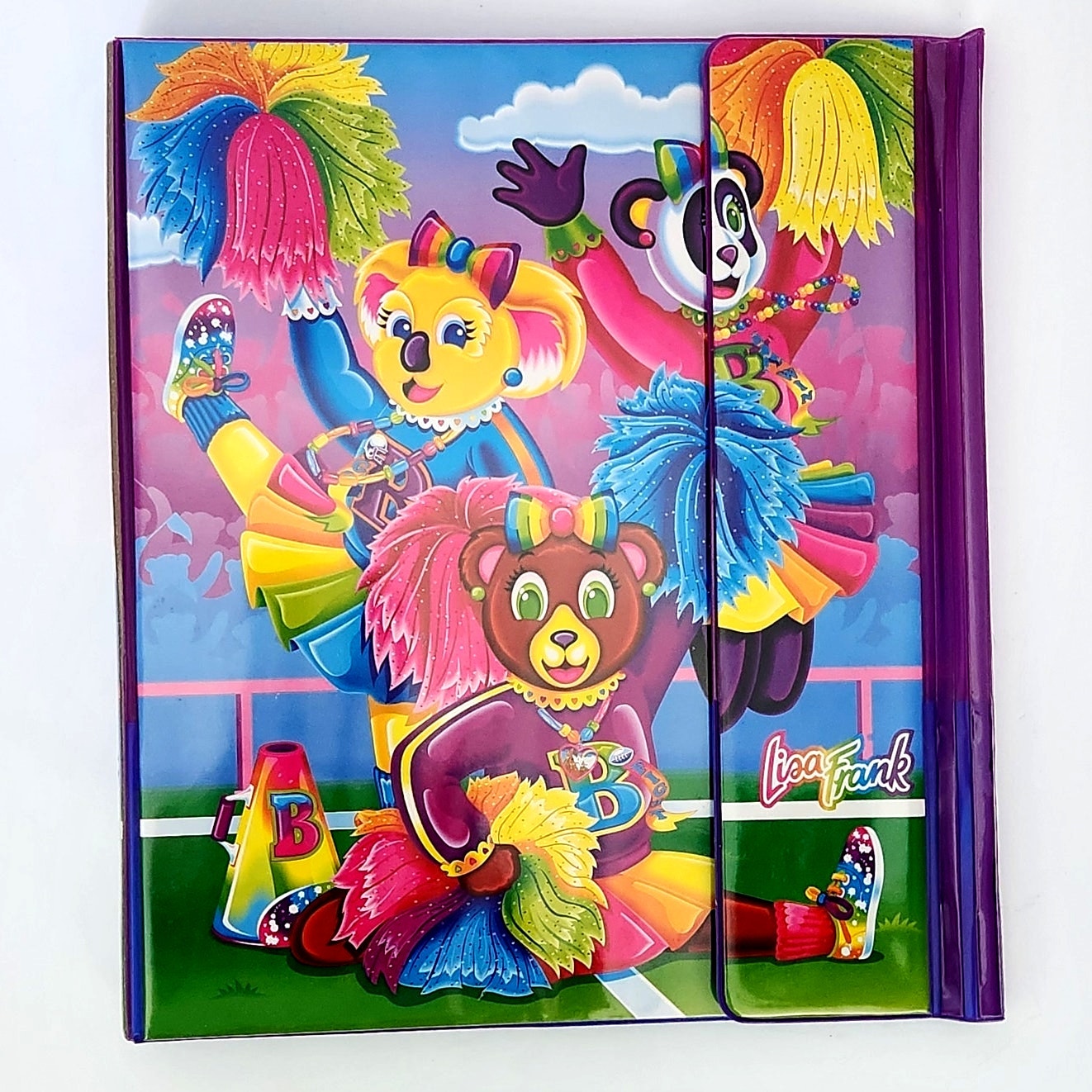 RARE Vintage Lisa Frank Cheer Bears | Unused 1990s Cheerleader Tri-Fold Binder