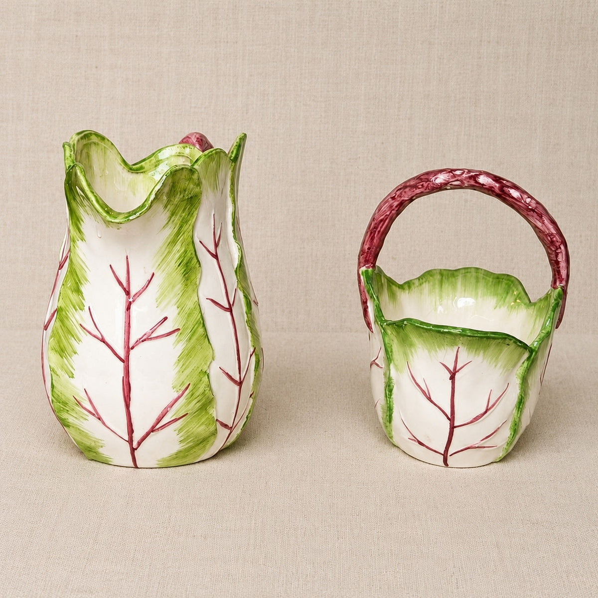 1988 Haldon Group Tobacco Leaf Pitcher & Basket