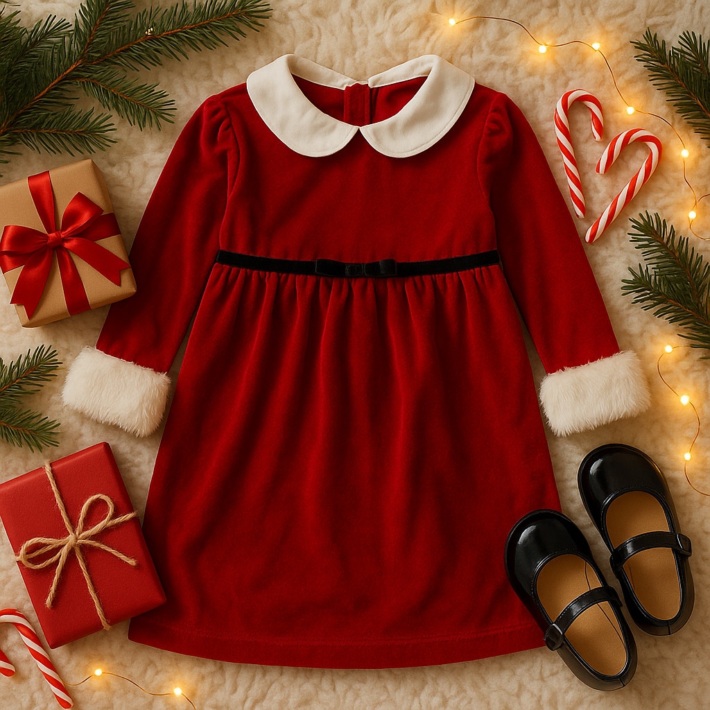 Y2K Red Velvet Christmas Holiday Dress | Girls Size 24M