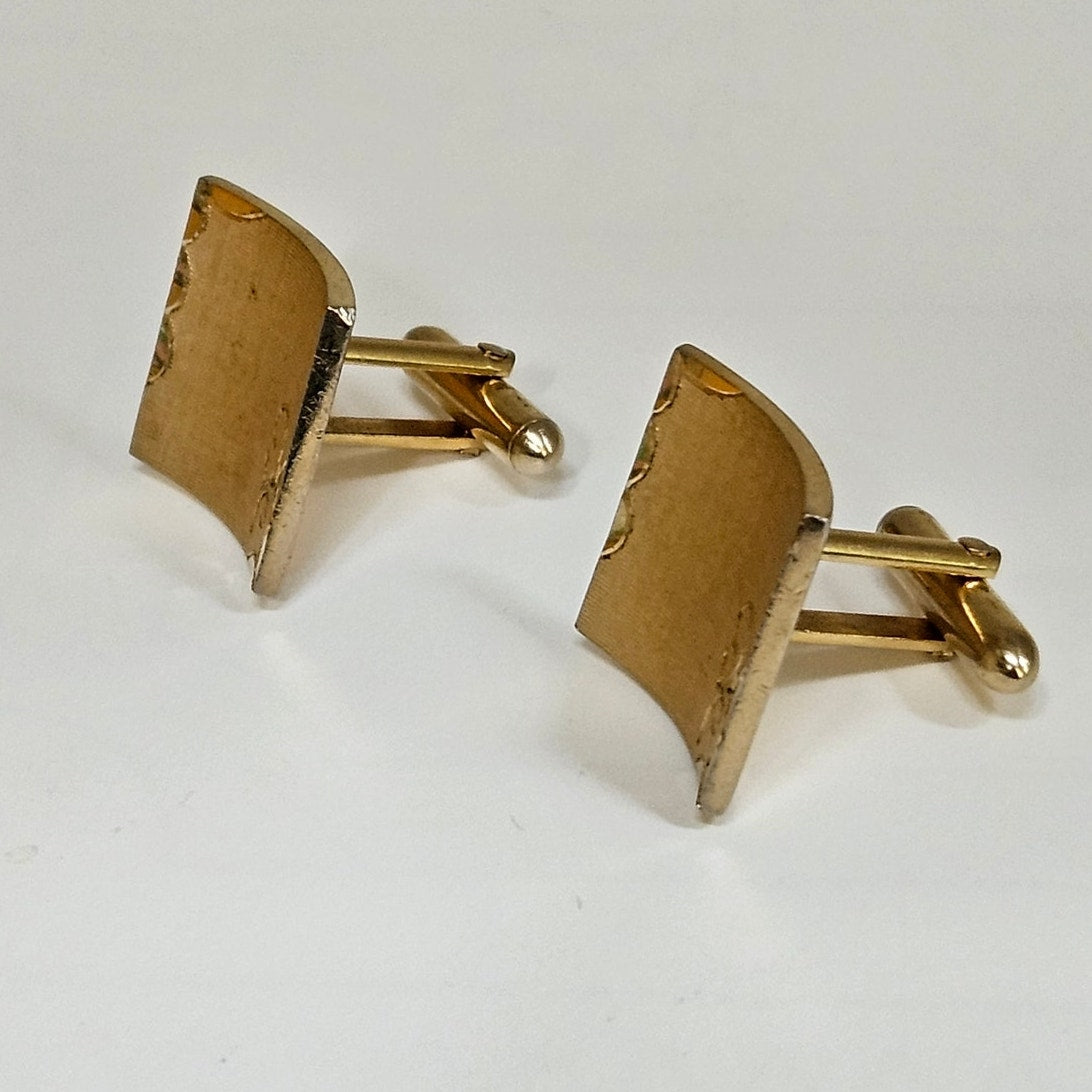 MCM Swank Engraved Square Gold Tone Cufflinks