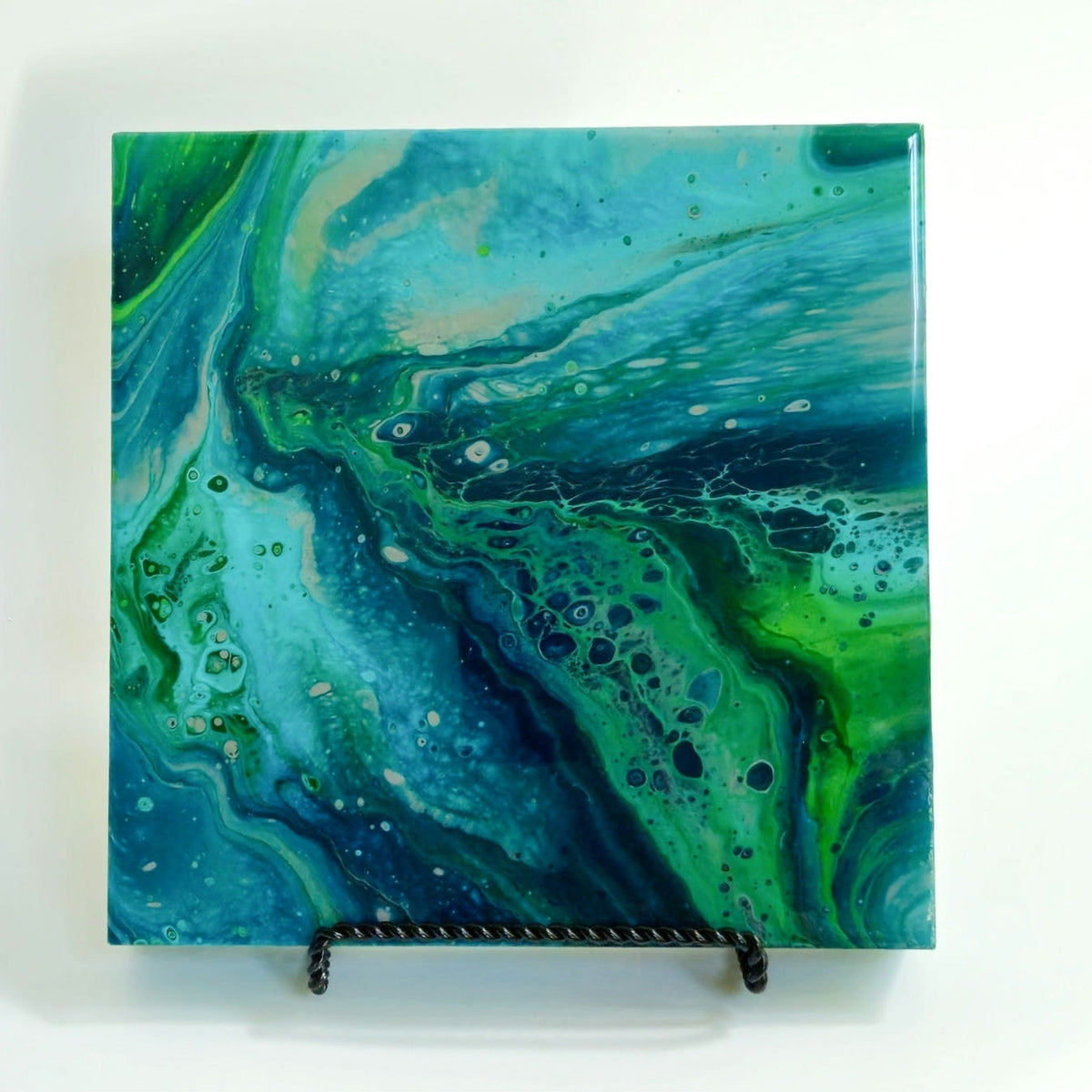Original Hand-Poured Acrylic Abstract Painting on Canvas