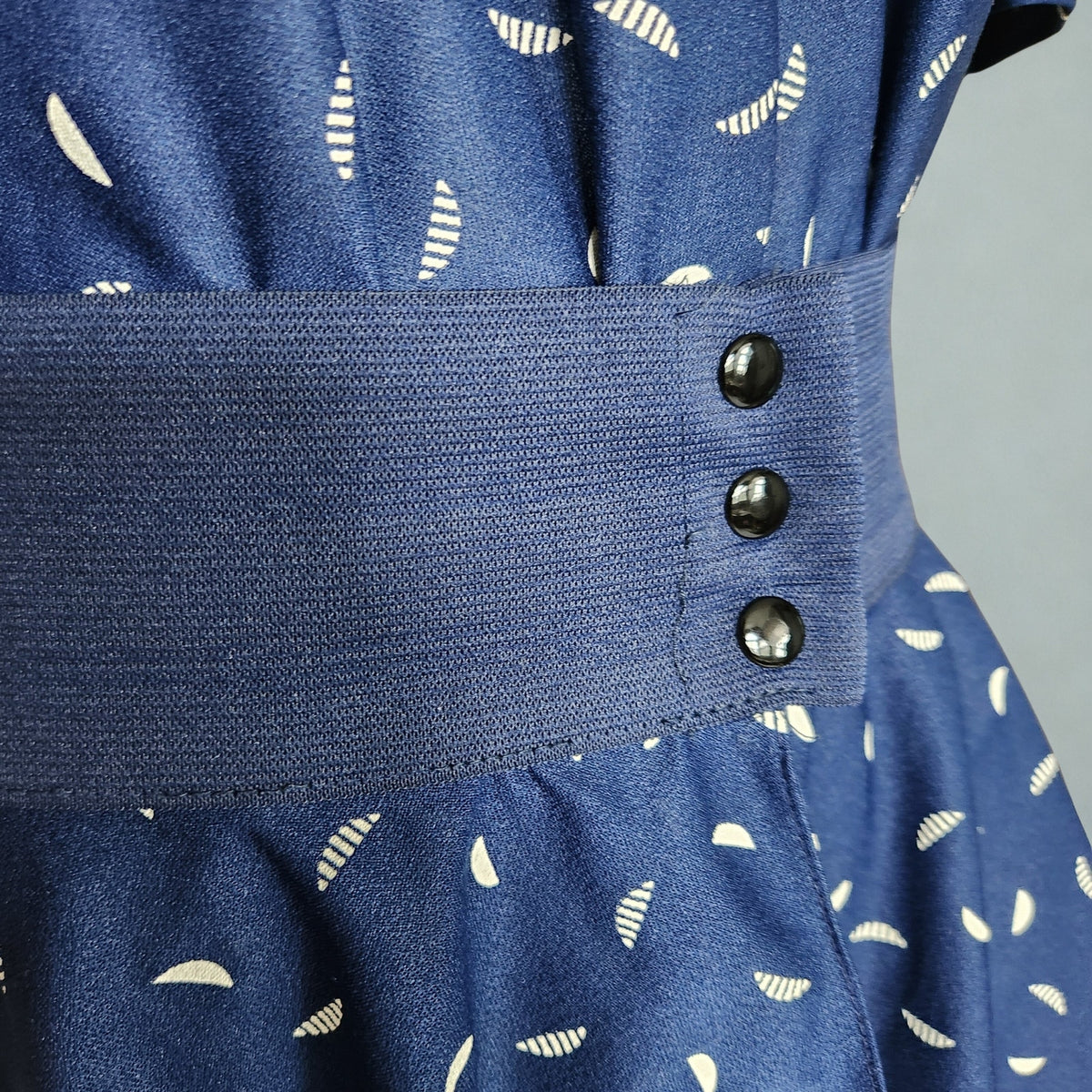 Vintage 1980s Jenny Navy Drop Waist Dress with Detachable Flounce | Women's 8