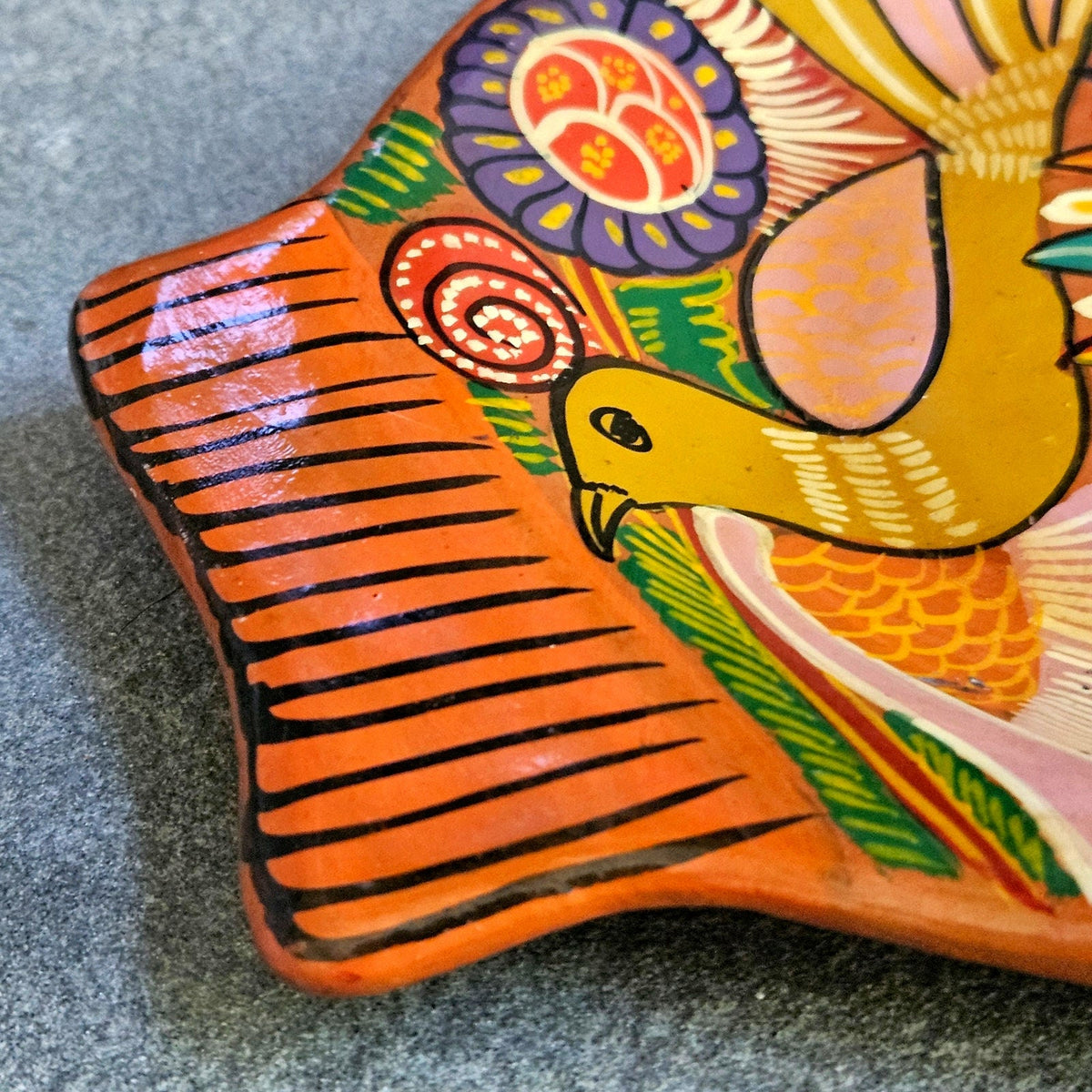 1970s Hand Painted Terracotta Fish Plaque