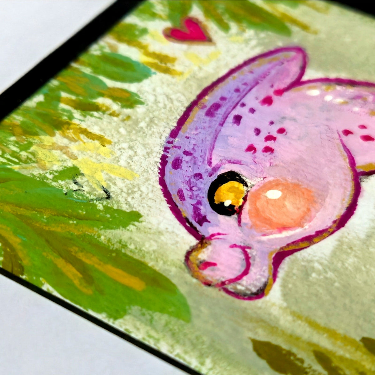 Original Framed Purple Kawaii Dinosaur Art