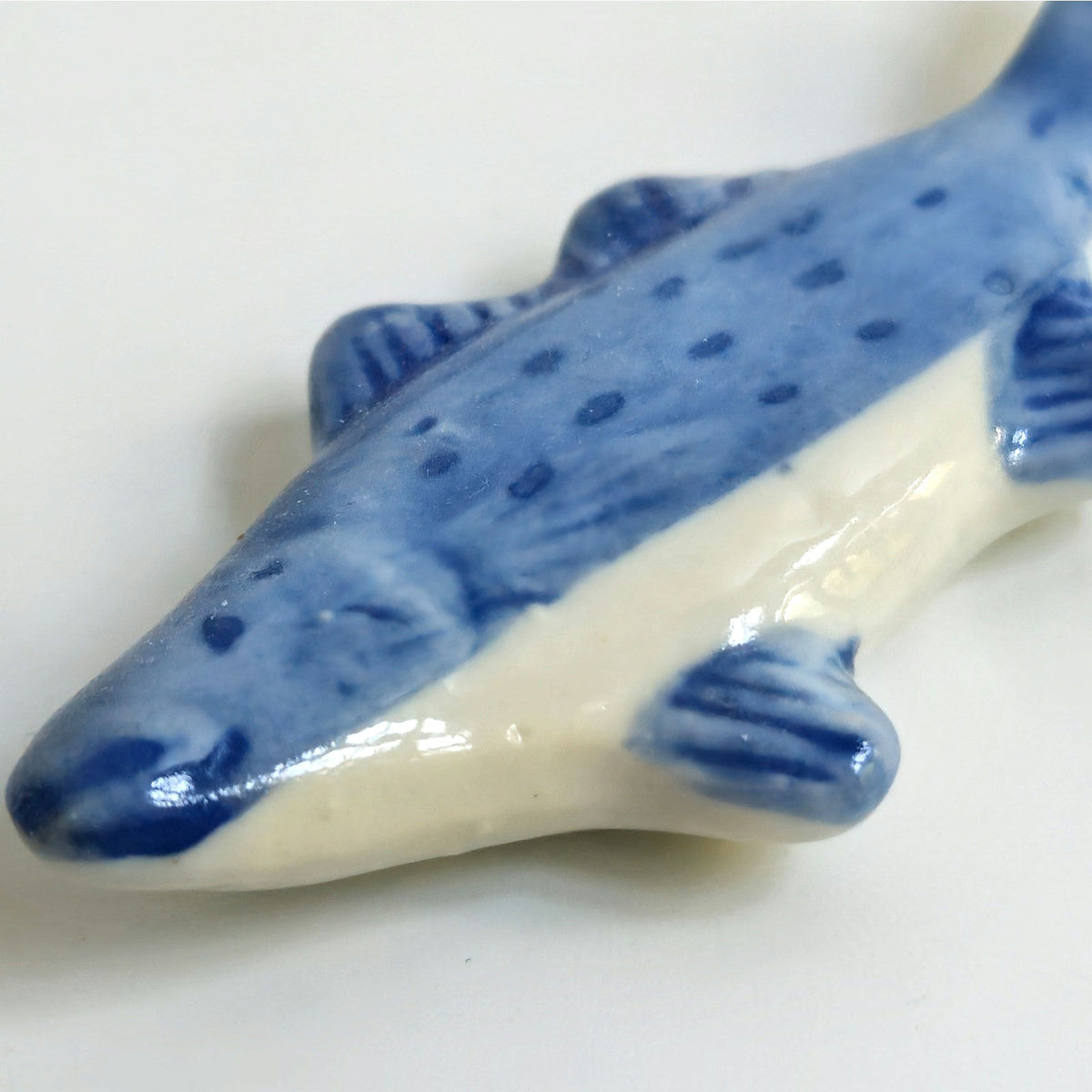1970s Blue & White Fish Chopstick Rests (Set of 4)