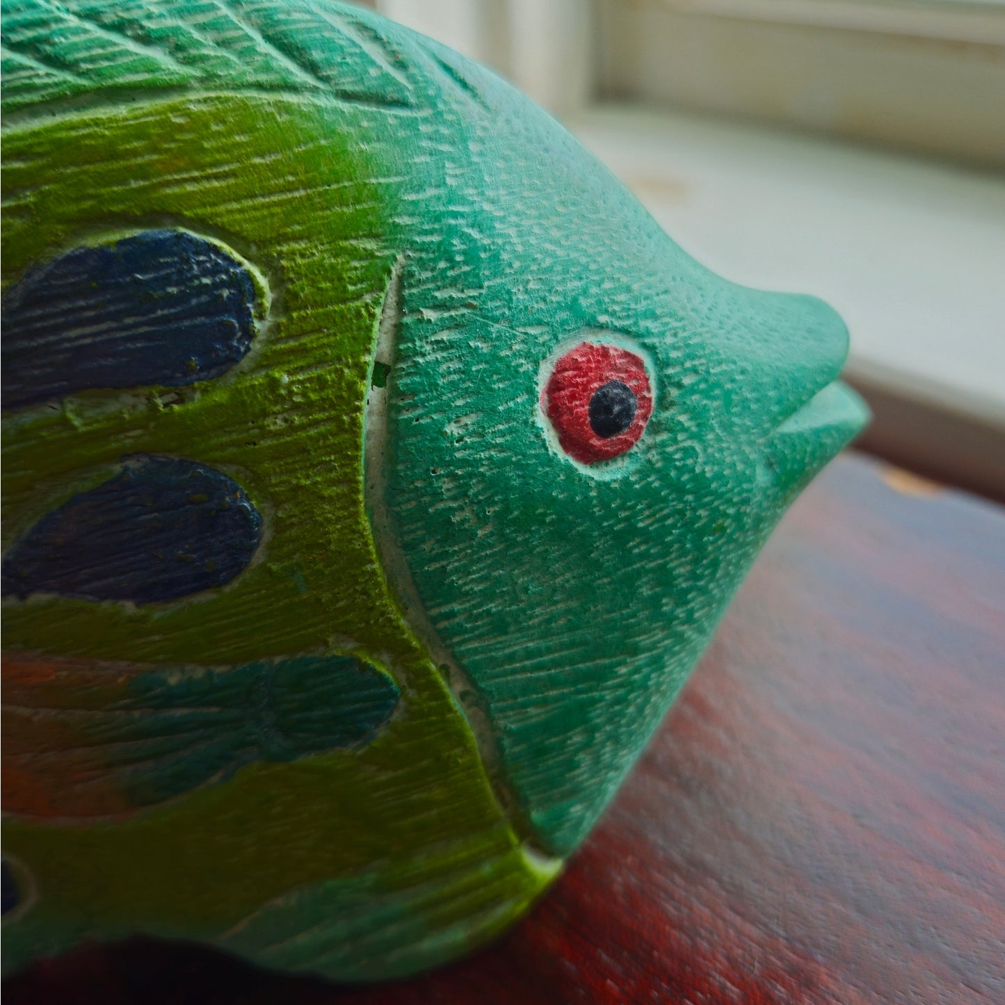 Vintage Mid-Century Hand-Carved Wooden Fish Figurine | 1960s–70s Coastal Art