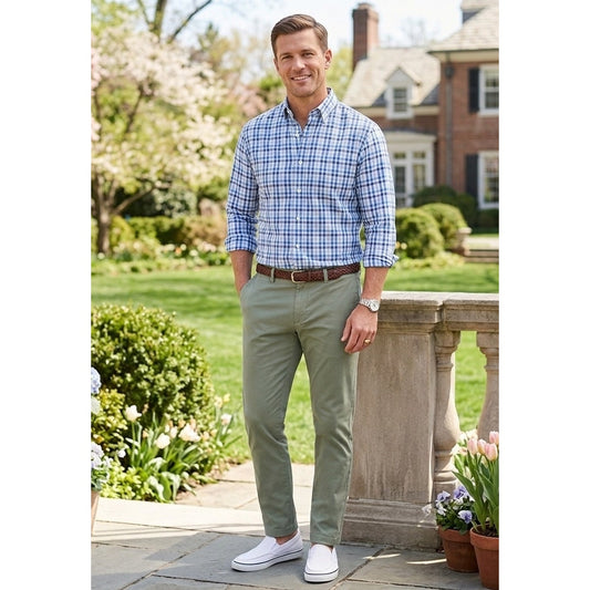 Vineyard Vines Classic Cooper Dress Shirt | Blue Plaid 120s Cotton | Men's M