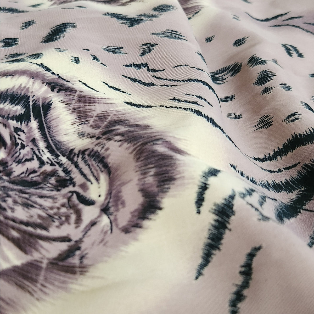 1980s Large Silky Mauve Animal Print Scarf
