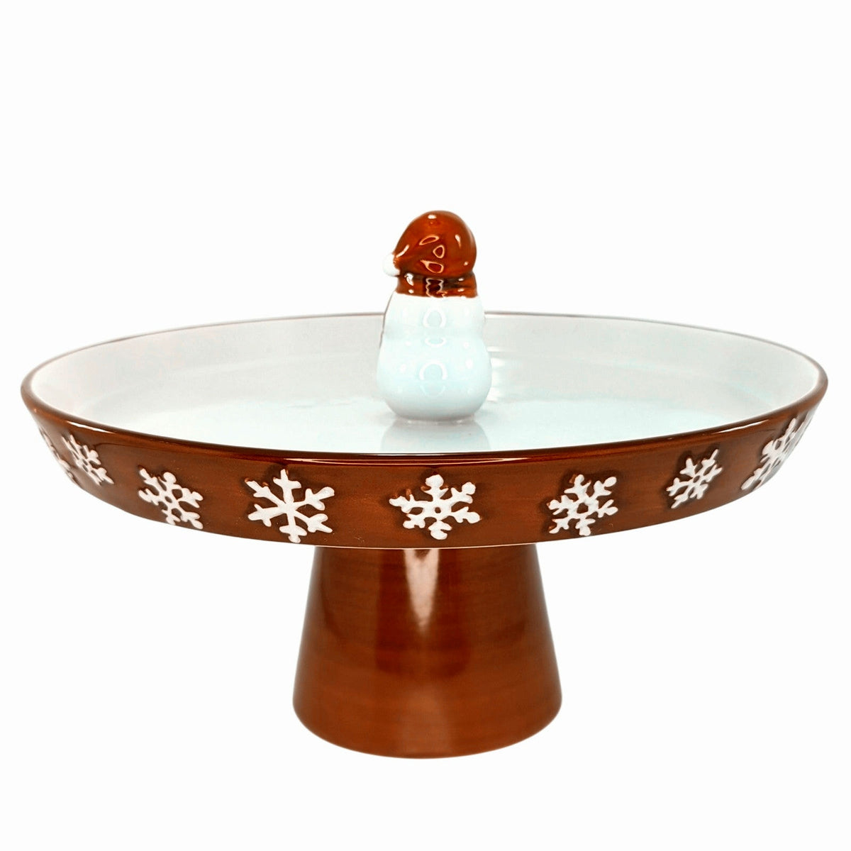 Vintage St. Nicholas Square Snowman Pedestal Tray Christmas Yuletide Collection