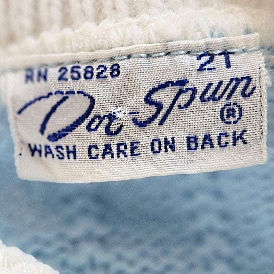 Vintage Doe-Spun Penny Farthing Blue Burgundy Toddler Sweater | 1970s Boys 2T