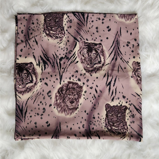 1980s Large Silky Mauve Animal Print Scarf