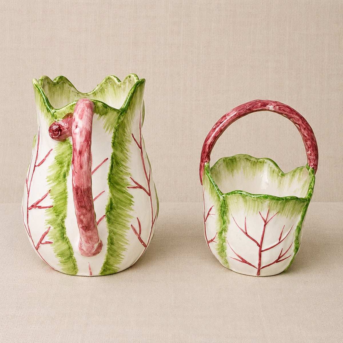 1988 Haldon Group Tobacco Leaf Pitcher & Basket
