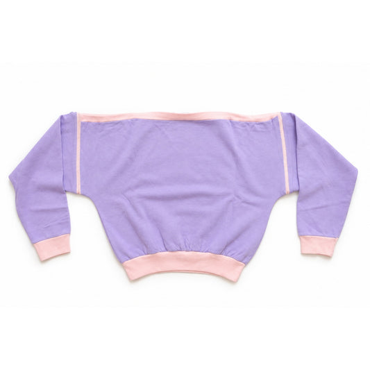 Vintage 1980s On the Move Pink & Purple Zip Sleeves Sweatshirt | Girls L / 14