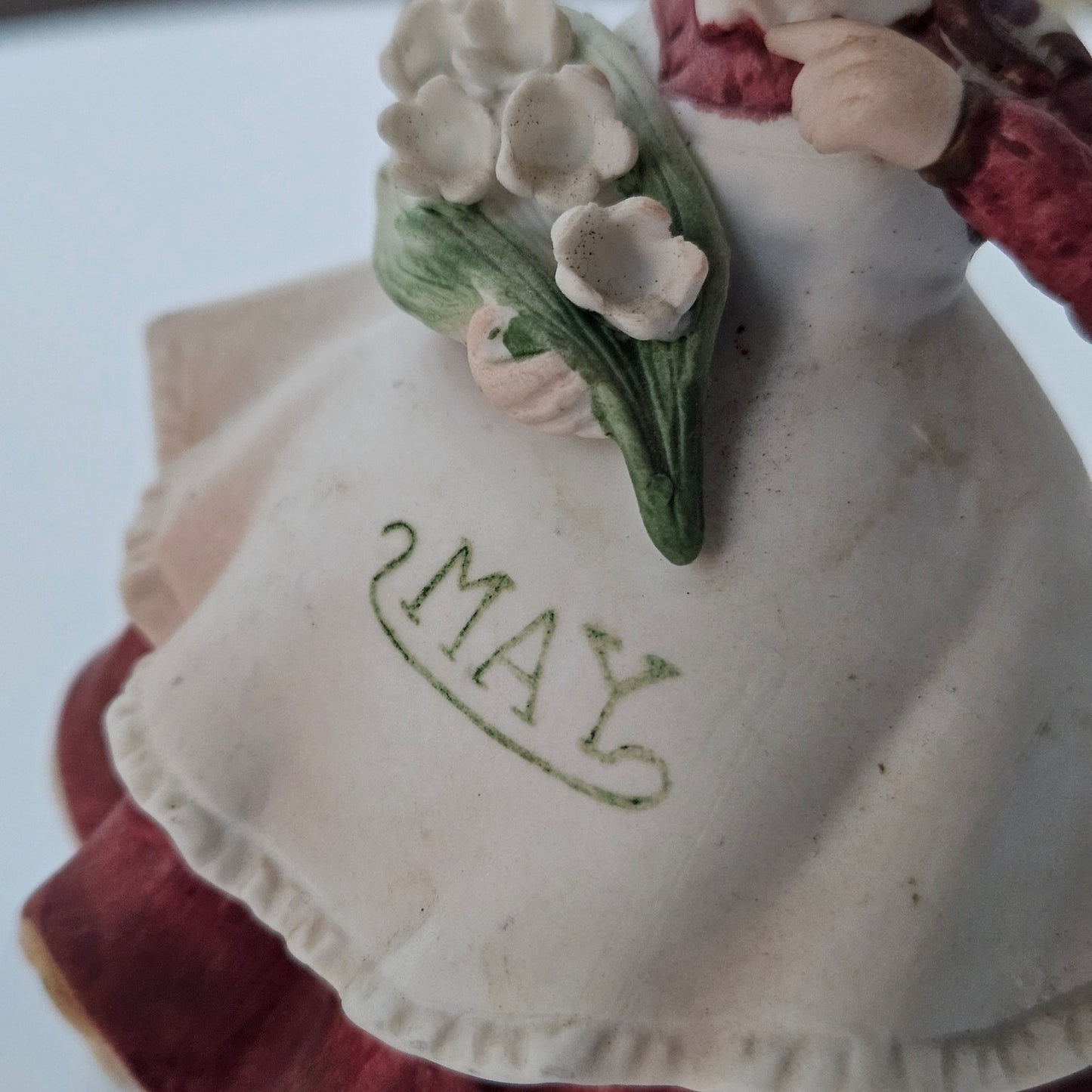 Vintage Lefton May Girl Figurine | 1950s Lily of the Valley Birth Month Keepsake