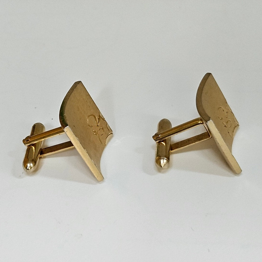 MCM Swank Engraved Square Gold Tone Cufflinks
