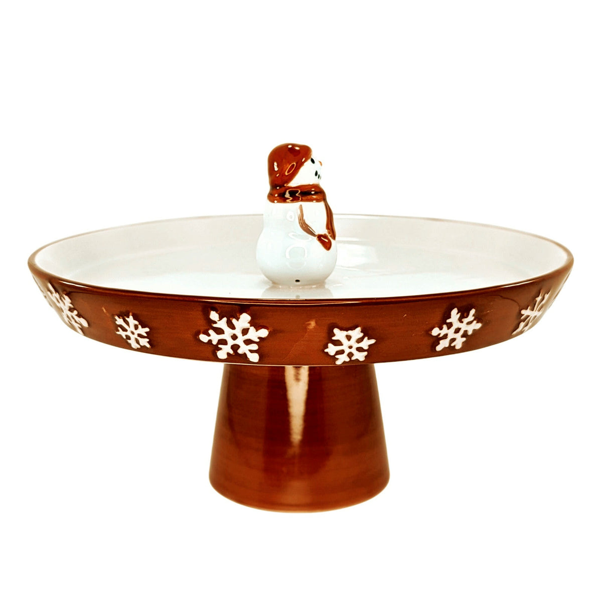 Vintage St. Nicholas Square Snowman Pedestal Tray Christmas Yuletide Collection