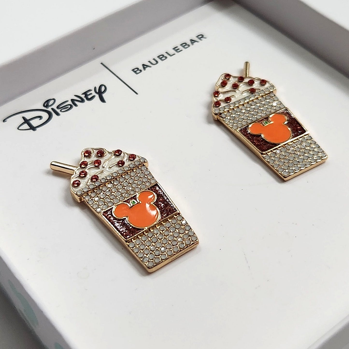 ✨ Disney x BaubleBar Pumpkin Spice Latte Earrings – Mickey Mouse Halloween Fall Jewelry – NIB