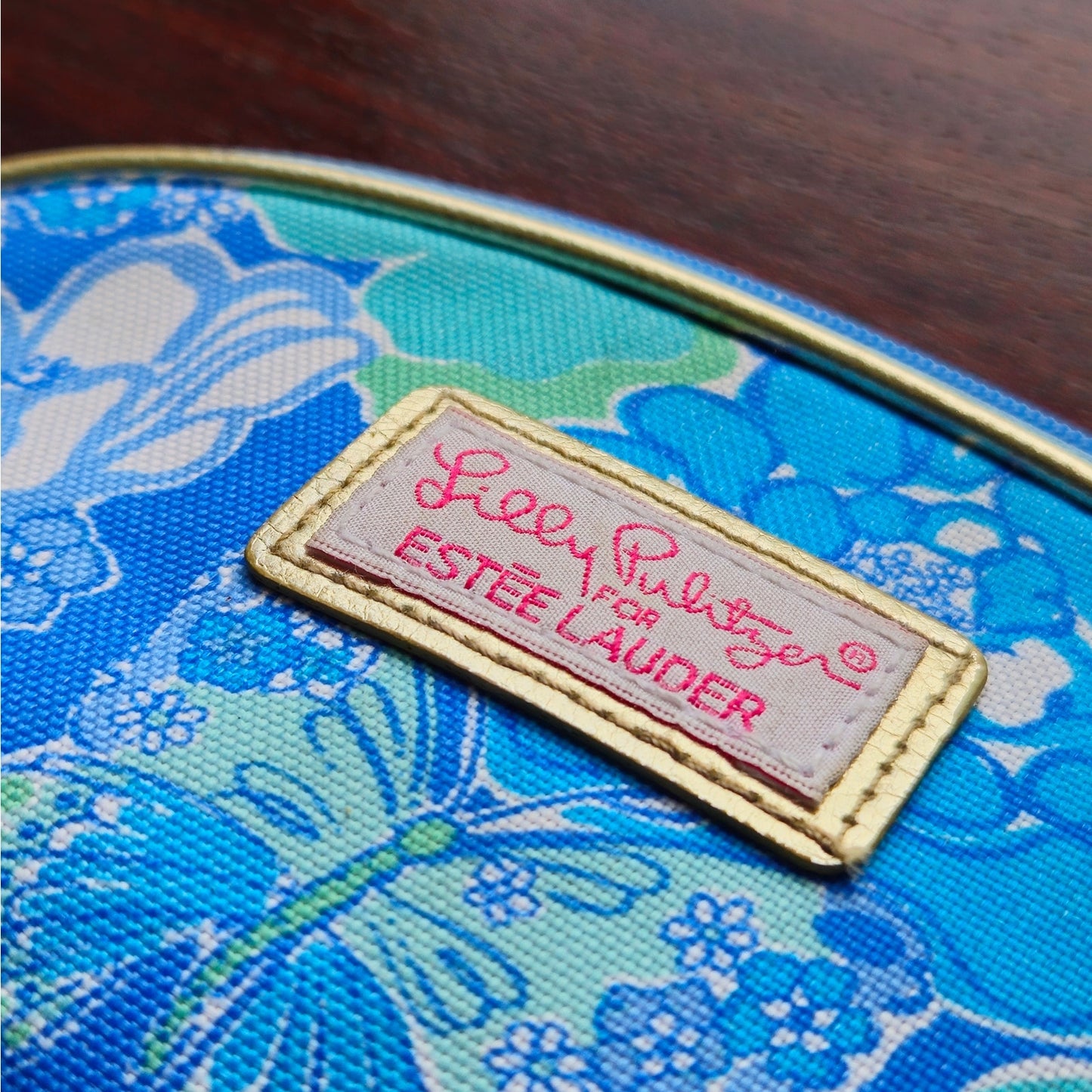 Vintage Lilly Pulitzer x Estée Lauder Makeup Bag | Y2K 2000s Turquoise Butterfly