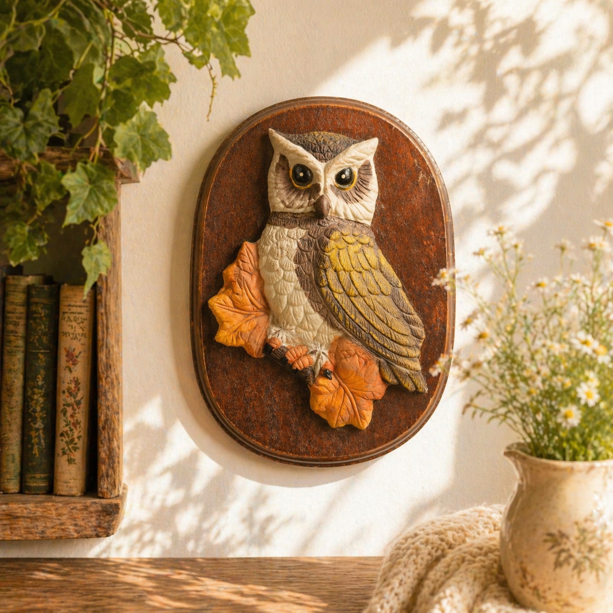 1970s Owl Wall Plaque