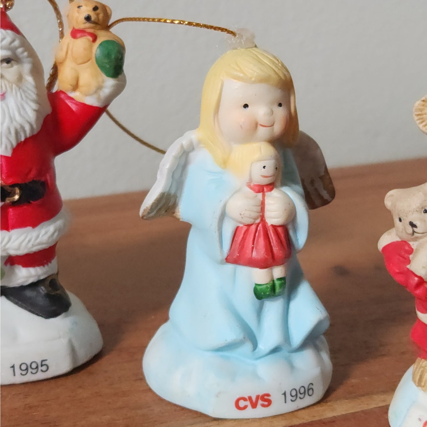 Vintage CVS Christmas Ornament Set |  1990s Mouse, Santa, Angel, Bear