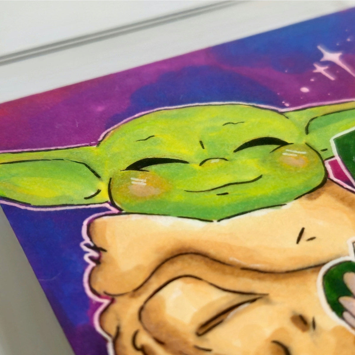 Original Framed Star Wars Grogu & Babu Frik Fan Art