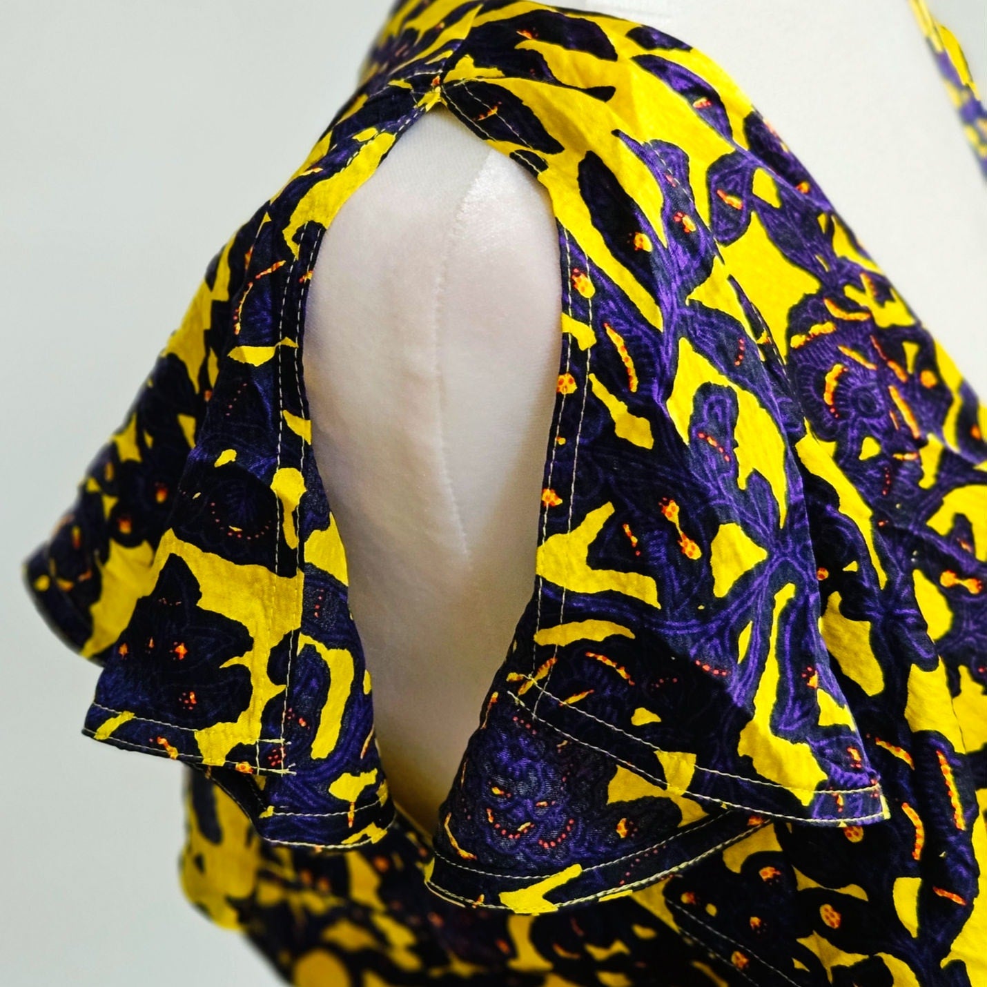 A.L.C. Viera Silk Party Dress | Floral Ruffle Mini Yellow Purple | Women's 6