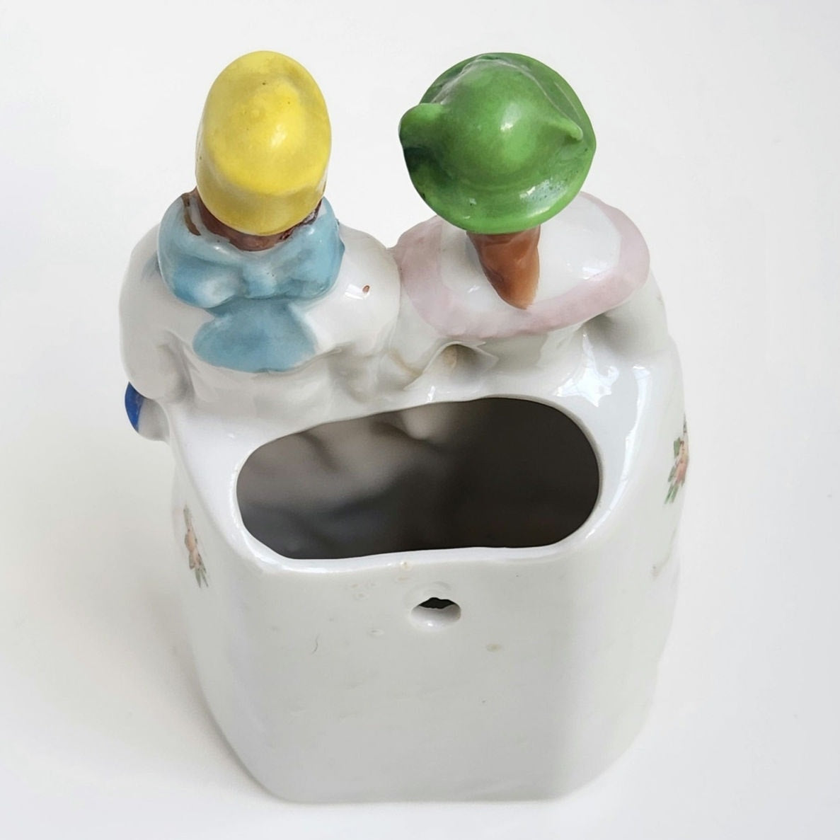 Antique Japanese Figural Porcelain Wall Pocket Vase