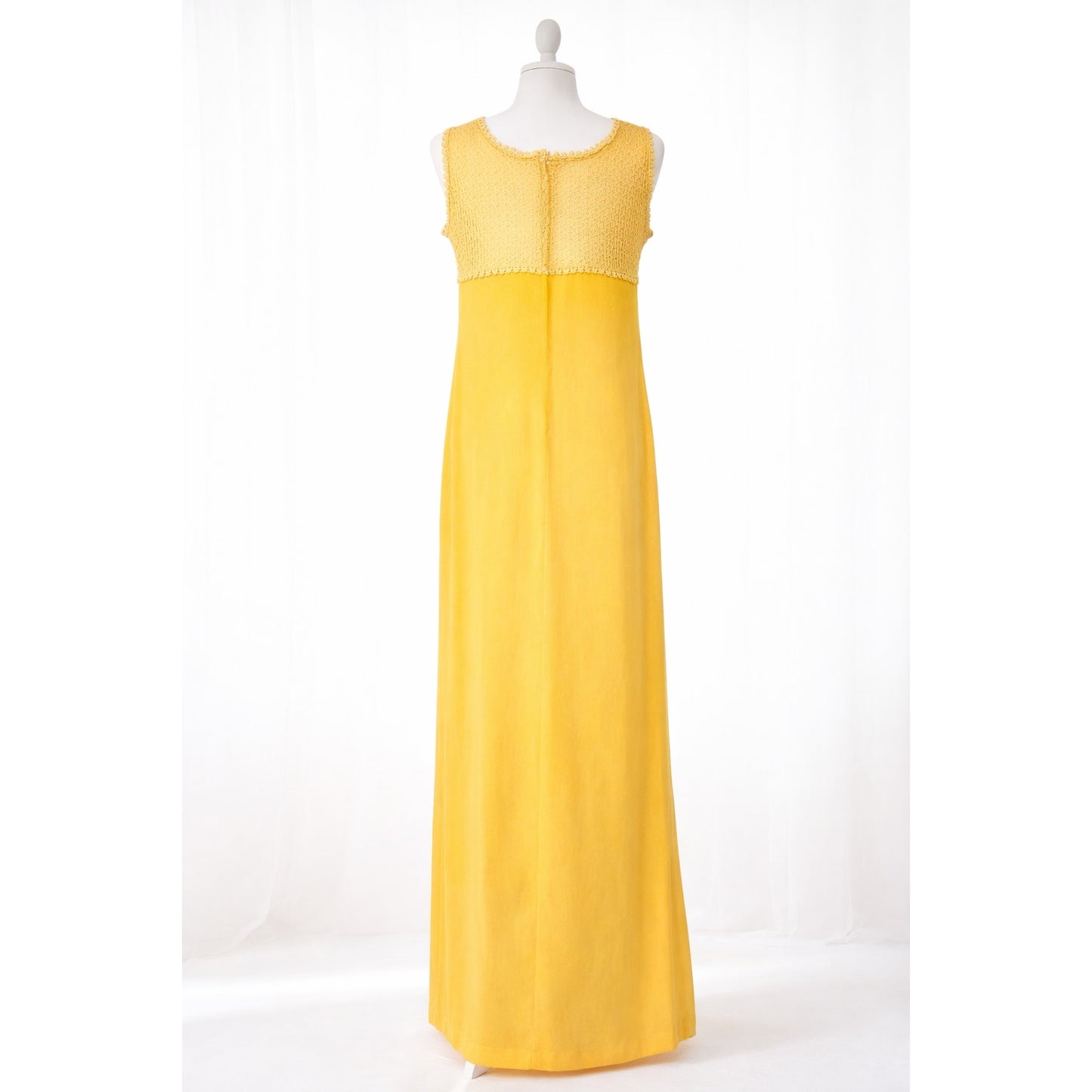 1960s Yellow Daisy Trim Flower Child Maxi Dress | Women's 10-12
