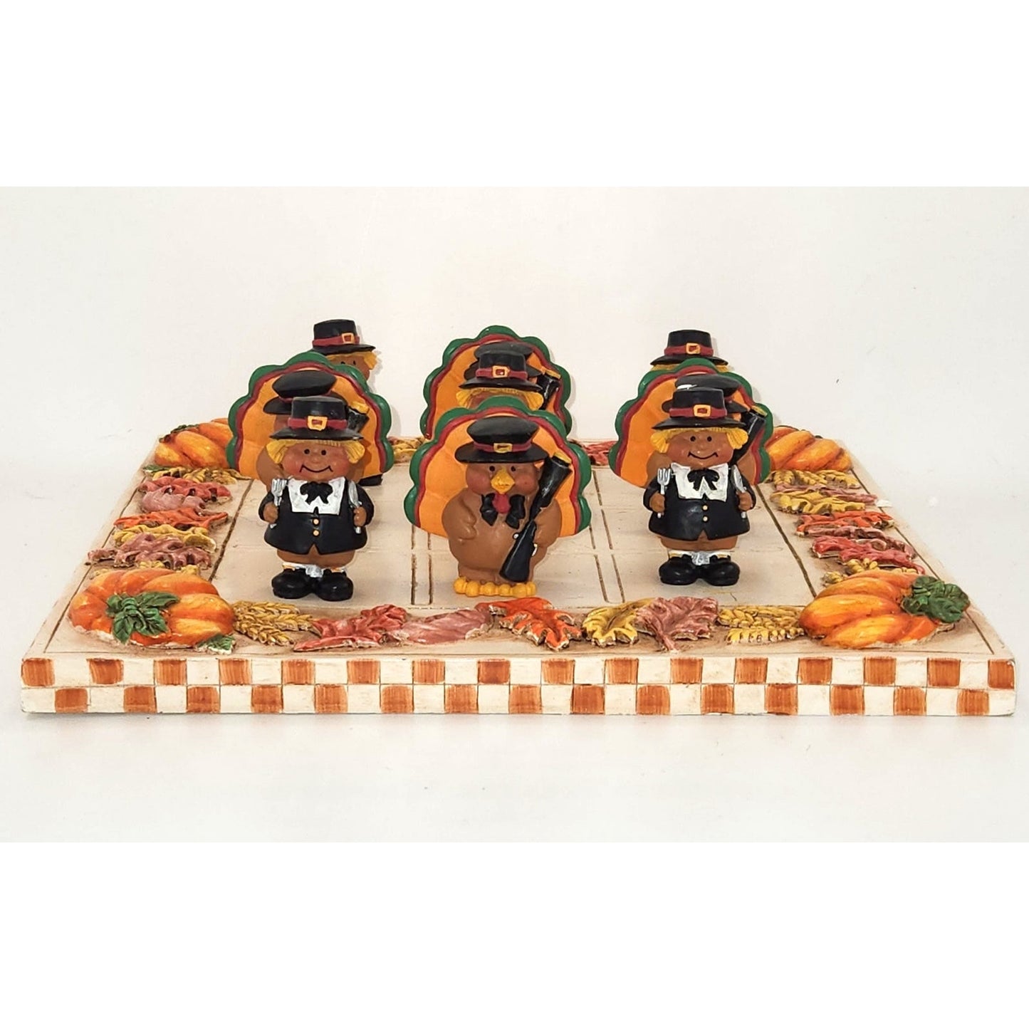 Yankee Candle Boney Bunch Thanksgiving Turkey Pilgrim Pumpkin Fall Checkers Set
