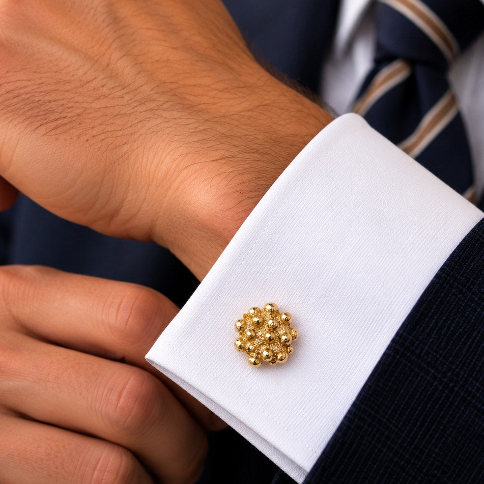 MCM Gold Tone Nugget Cufflinks
