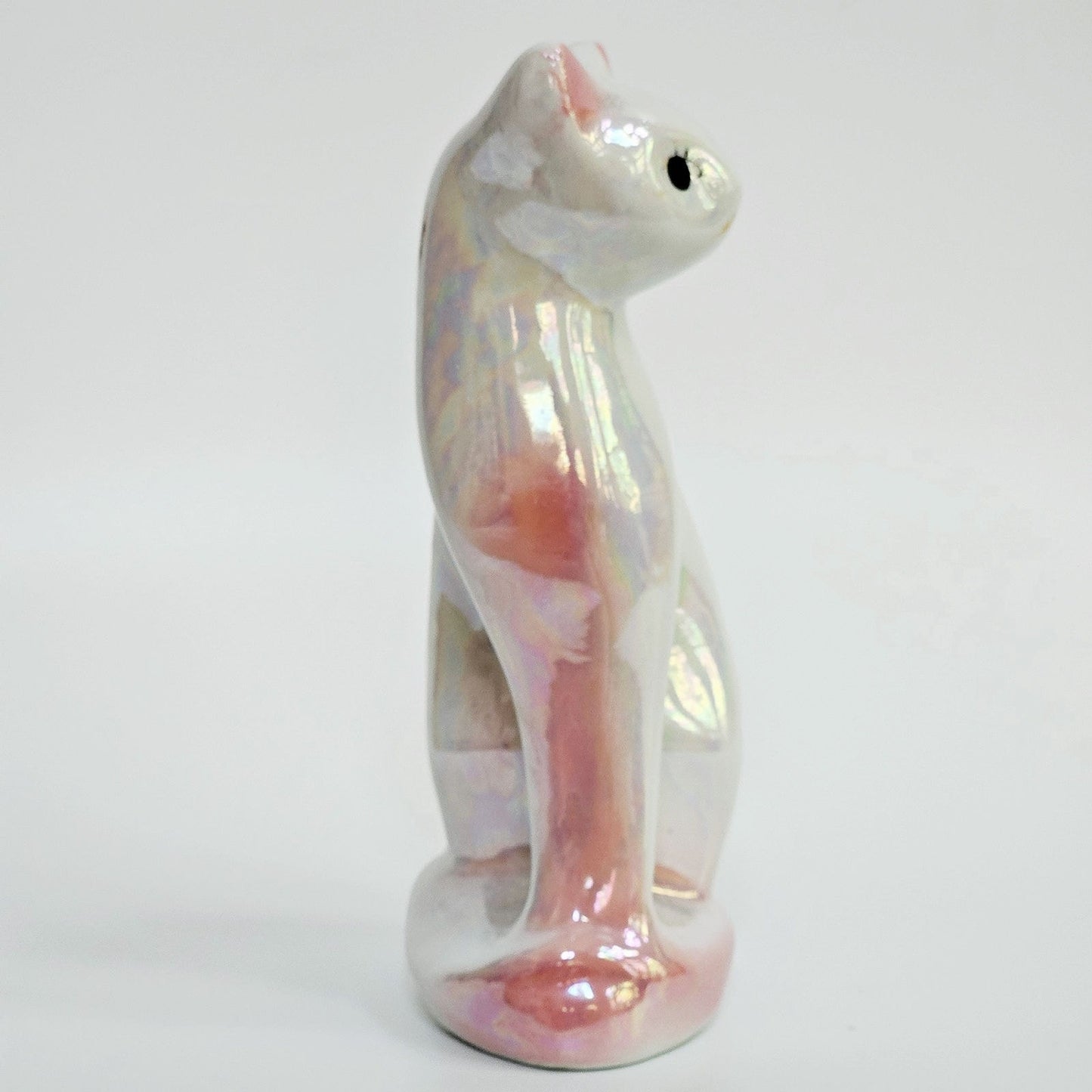 Mid-Century Iridescent Lustre Glaze Cat Figurine