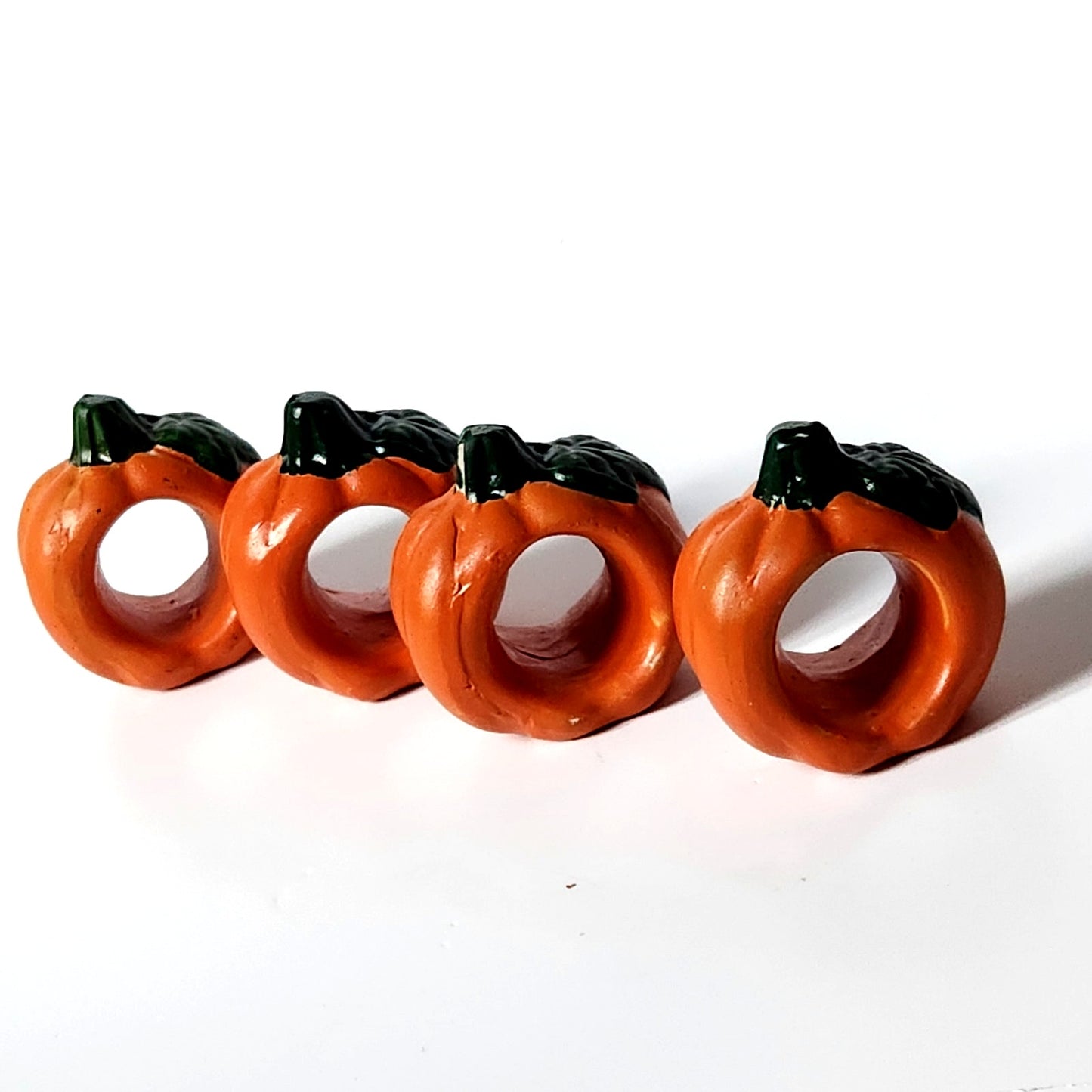 Vintage Hand Painted Porcelain Pumpkin Napkin Rings Set of 4 World Bazaars