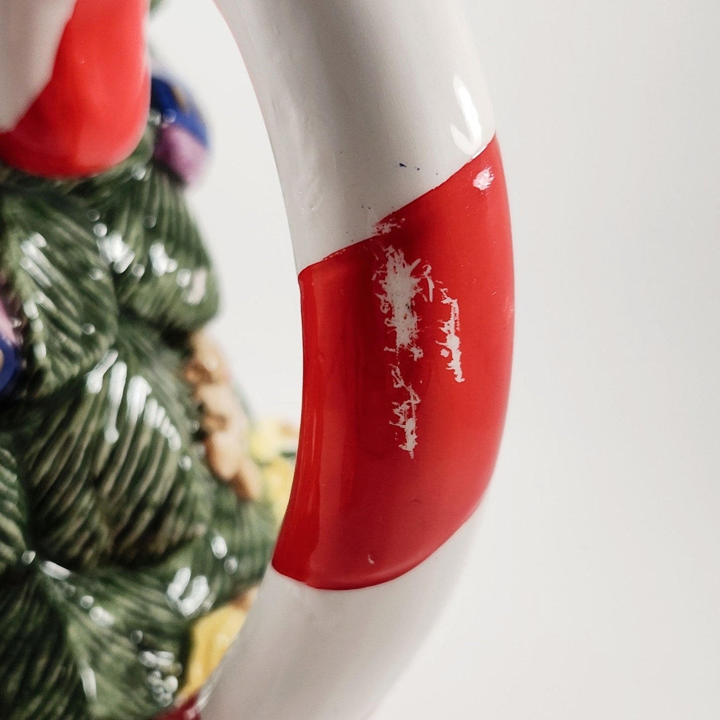 Vintage Fitz and Floyd Christmas Tree and Toys Pitcher with Candy Cane Handle