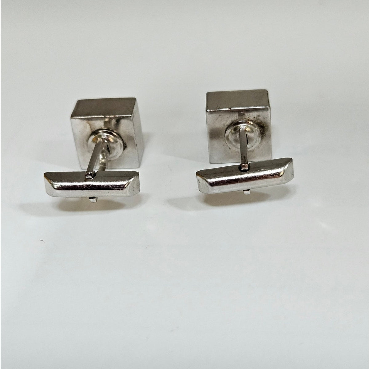 MCM Silver Tone & Rhinestone Cube Cufflinks