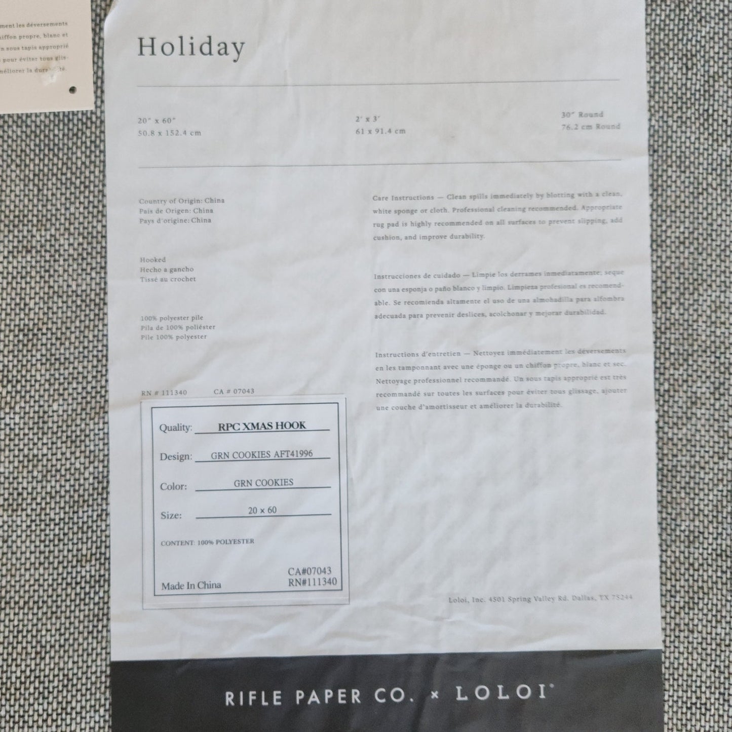 Rifle Paper Co x Loloi Green Cookies Holiday Runner Rug 20x60