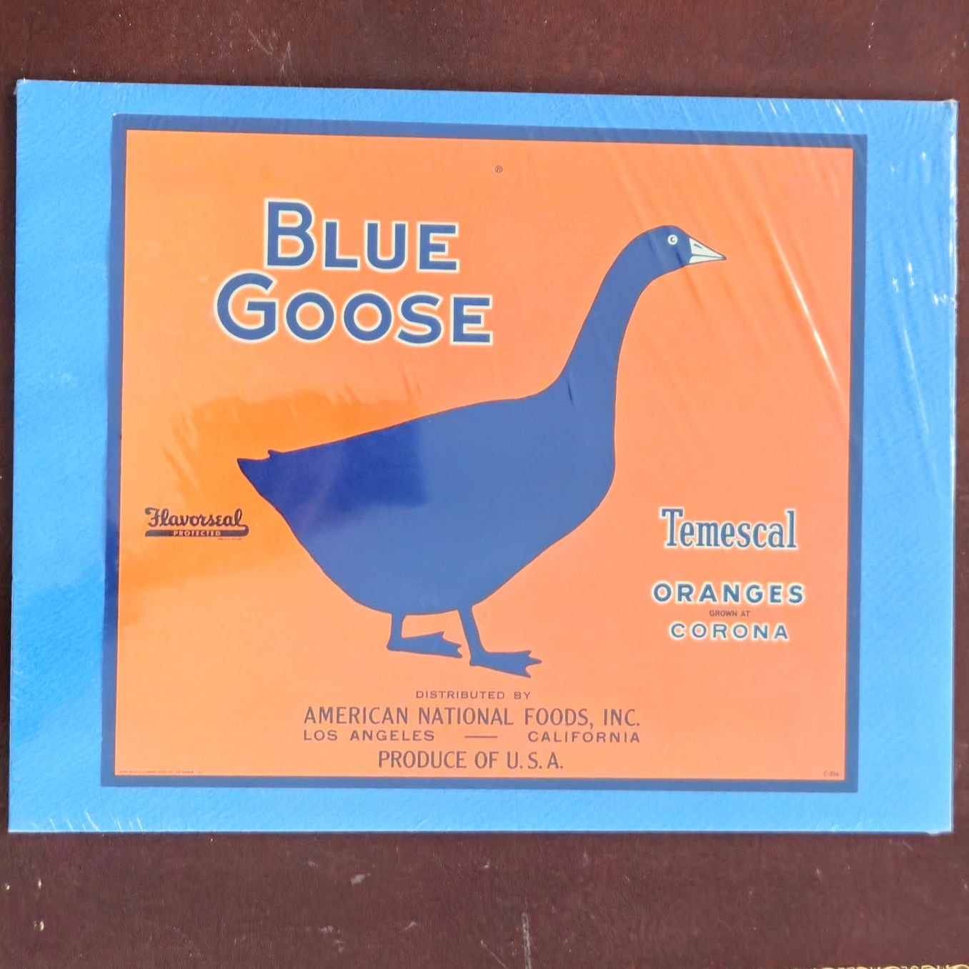 Vintage Blue Goose Temescal Oranges Print | California Citrus Graphic Wall Art