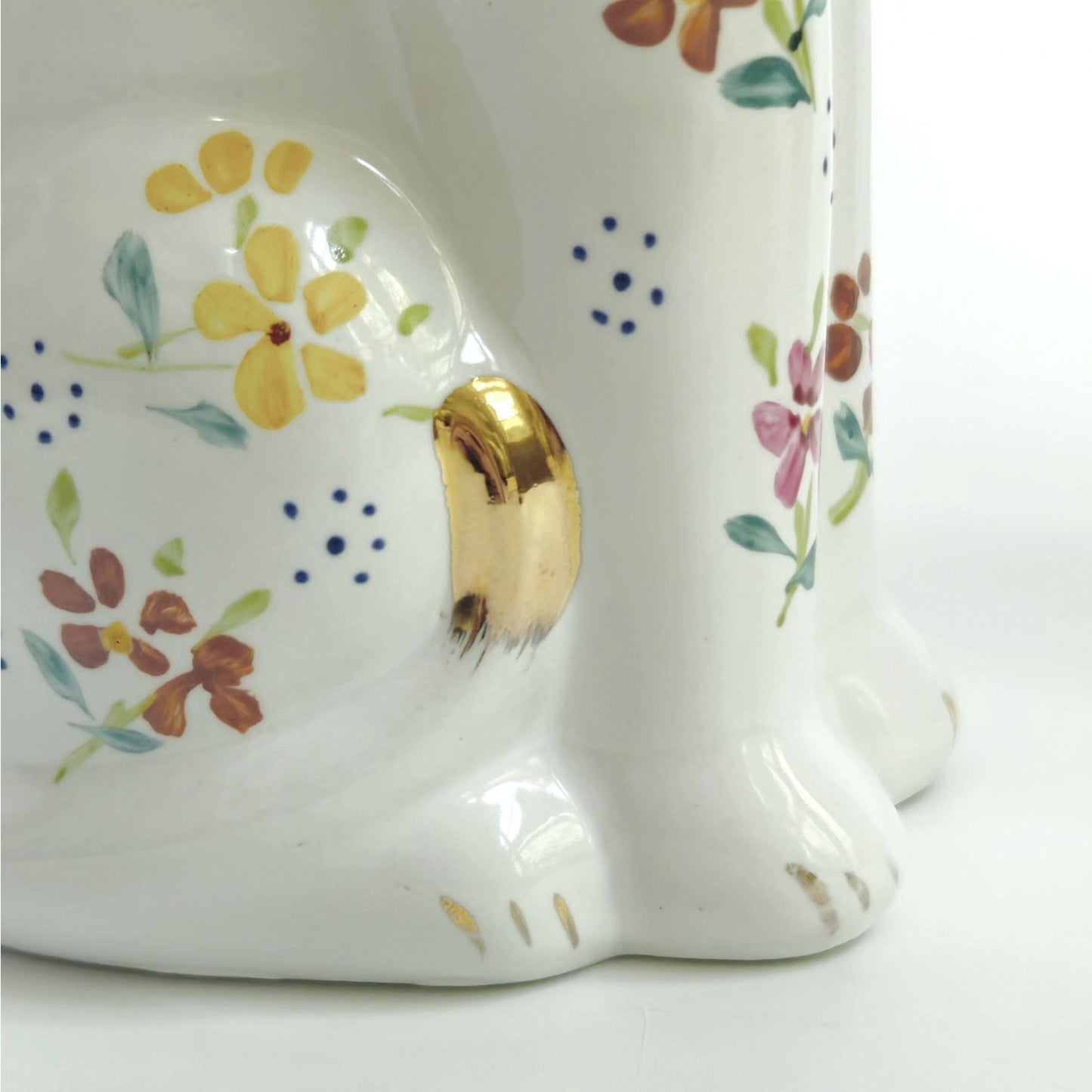 1970s Pair of White Floral Cat Figurines