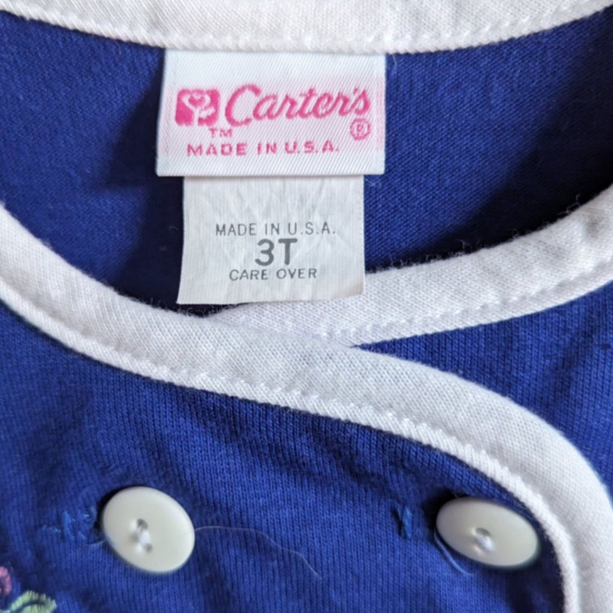 Vintage 1980s Carter's Toddler Blue Rose Bouquet Cardigan Blouse | Girls 3T