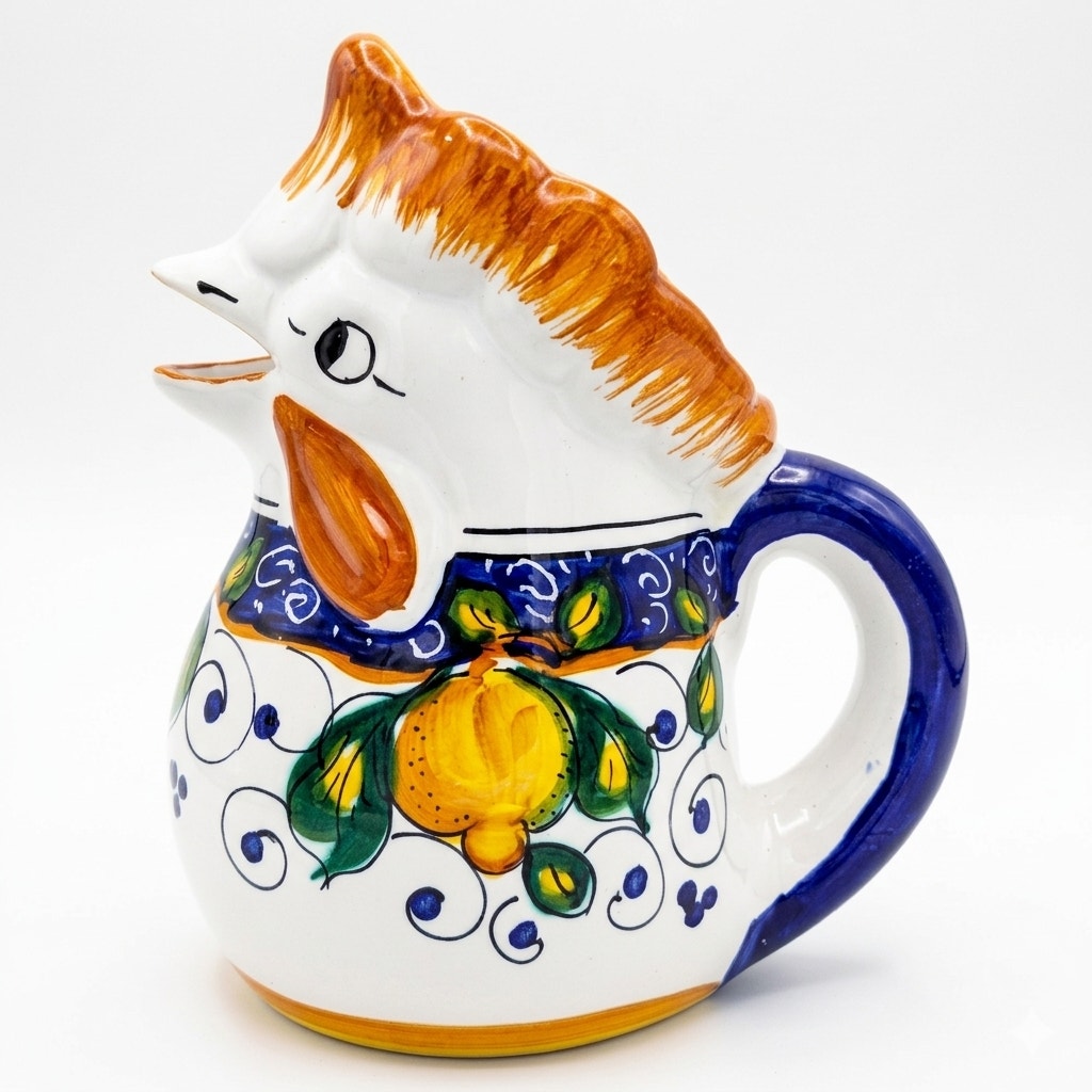 Vintage Italian Majolica Rooster Pitcher | Sugar e Spice Taormina Sicily