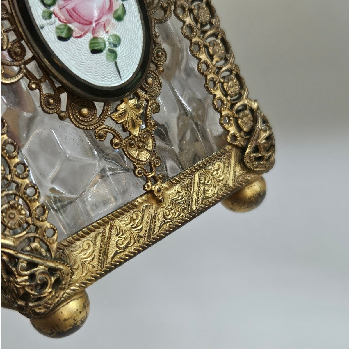 1950s Gold Gilt Filigree Perfume Bottle