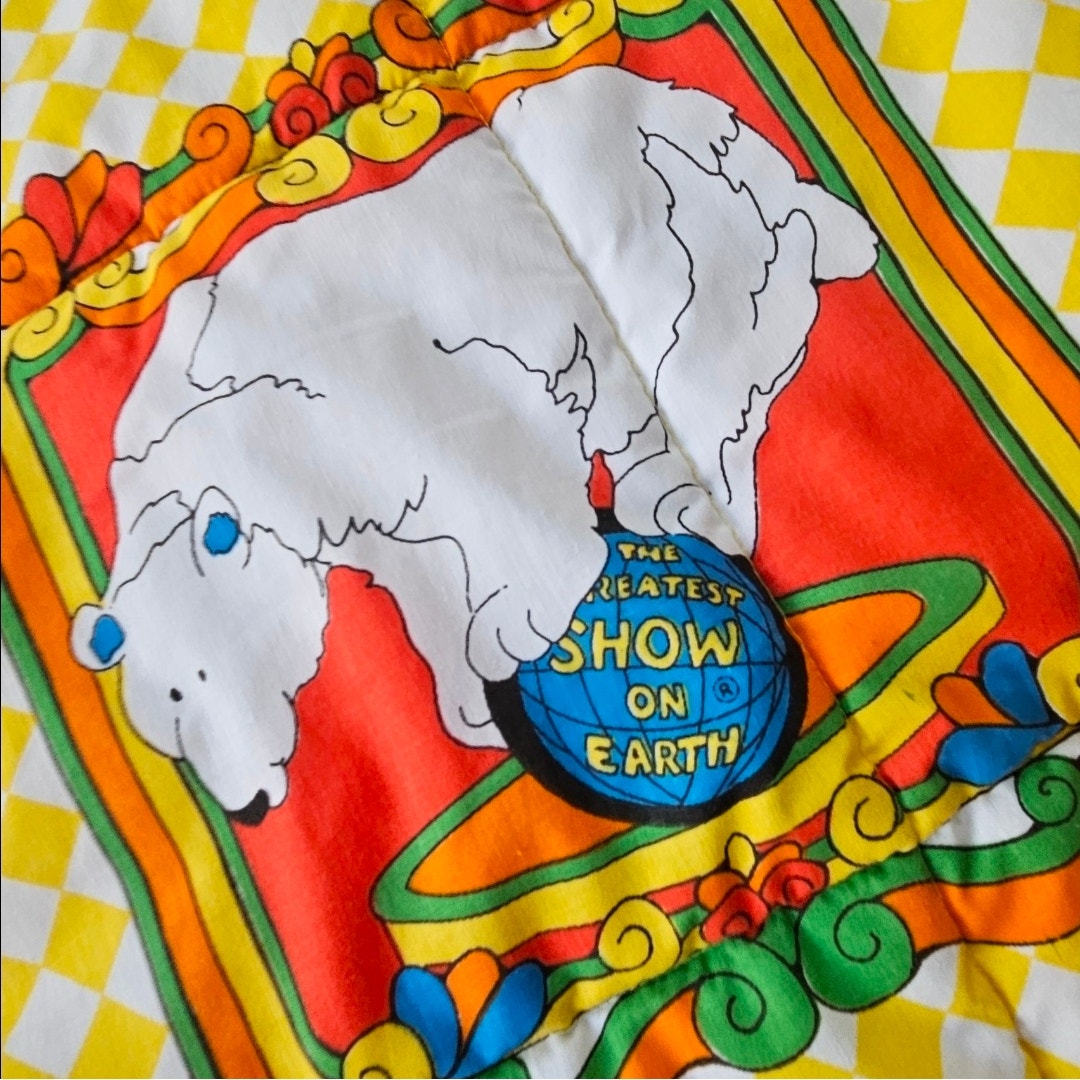 Vintage Ringling Bros Barnum & Bailey Baby Crib Blanket | 1970s Circus Nursery