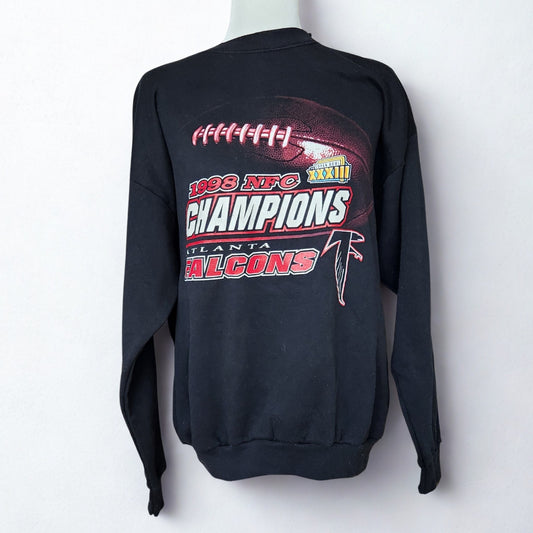 Vintage 1998 Atlanta Falcons NFC Champions Black and Red Sweatshirt | Size Large