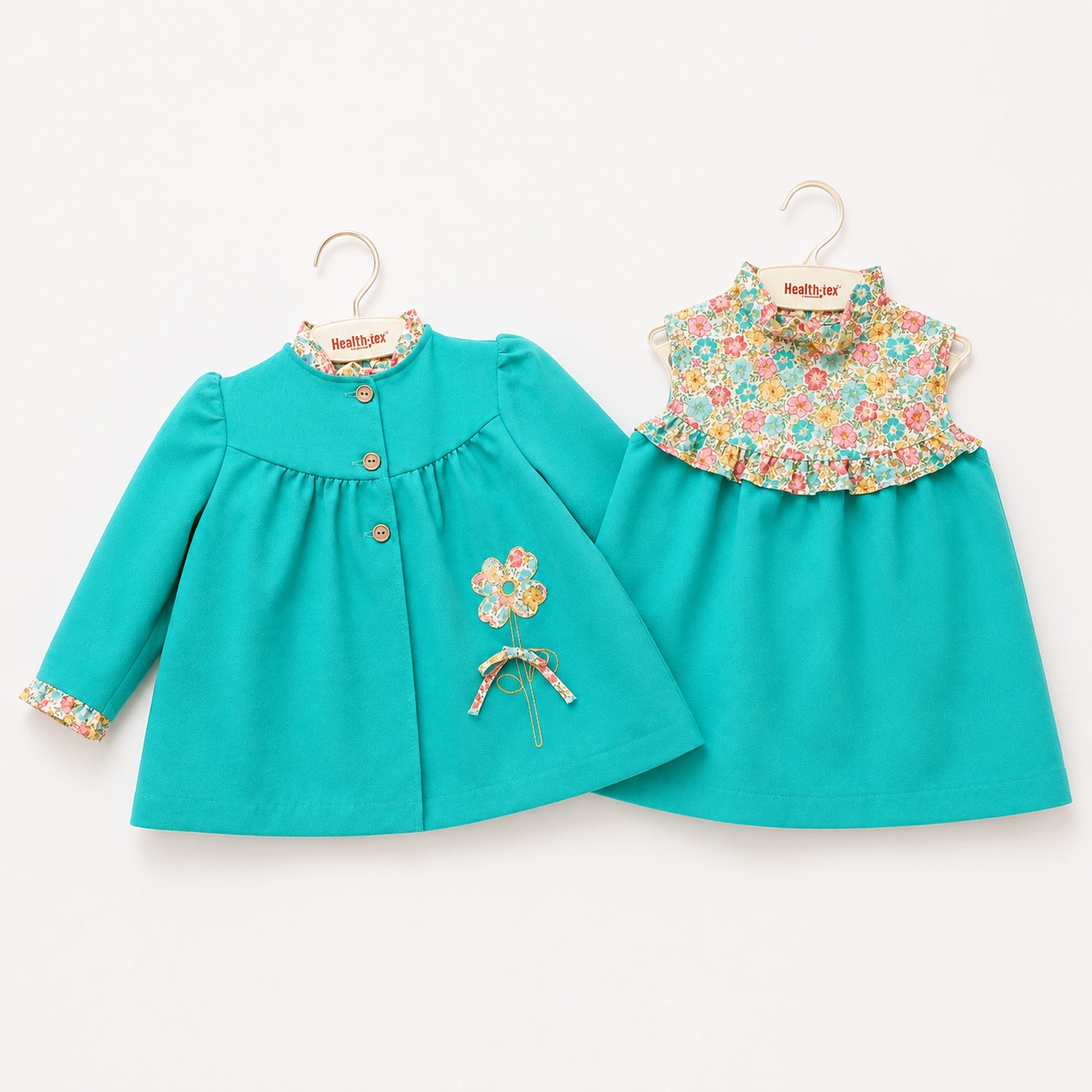 Mid-Century Terri Girl Teal Dress + Overcoat | Girls 2T