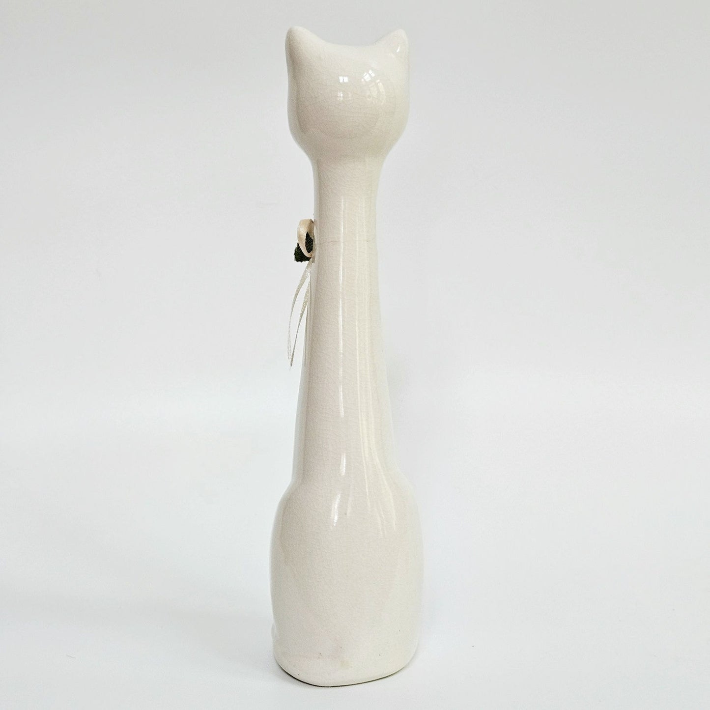 Mid-Century White Ceramic Cat Figurine