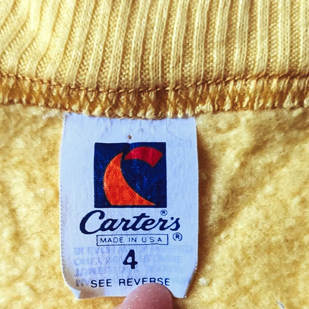 Vintage Carter’s Kids Yellow & White Striped I 🖤 U Zip Cardigan | Size 4T