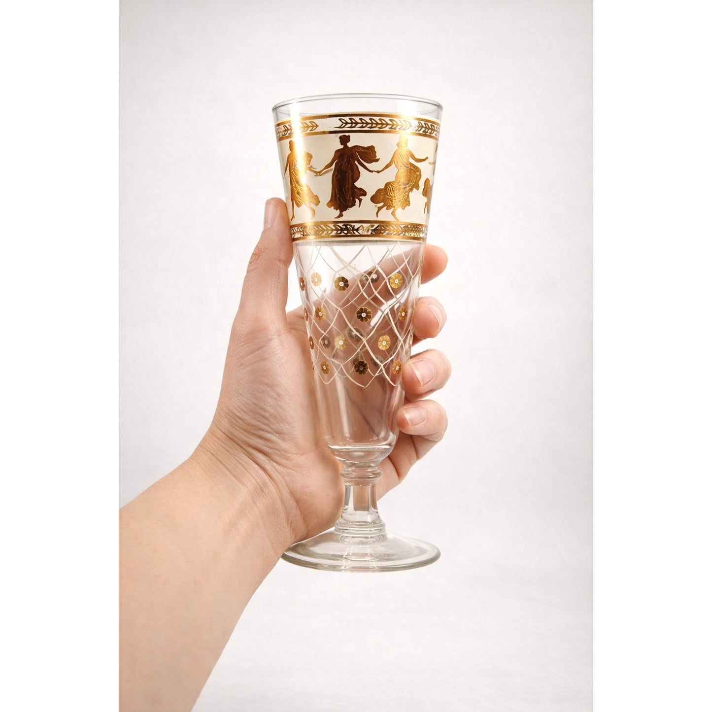 Set of 4 MCM Aldon Greek Goddess Pilsner Glasses