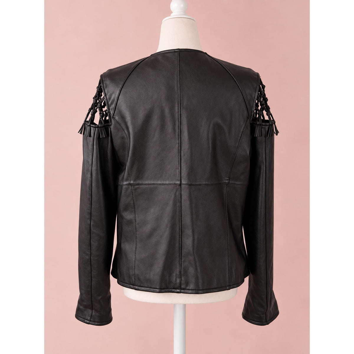 Y2K Pamela McCoy Leather Macramé Black Jacket | Women's L
