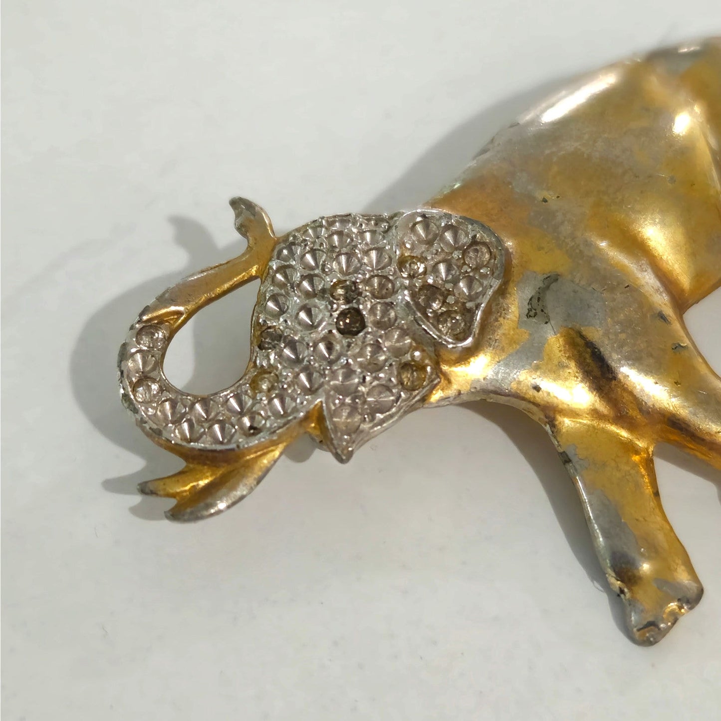 Mid-Century Gold Tone Elephant Brooch