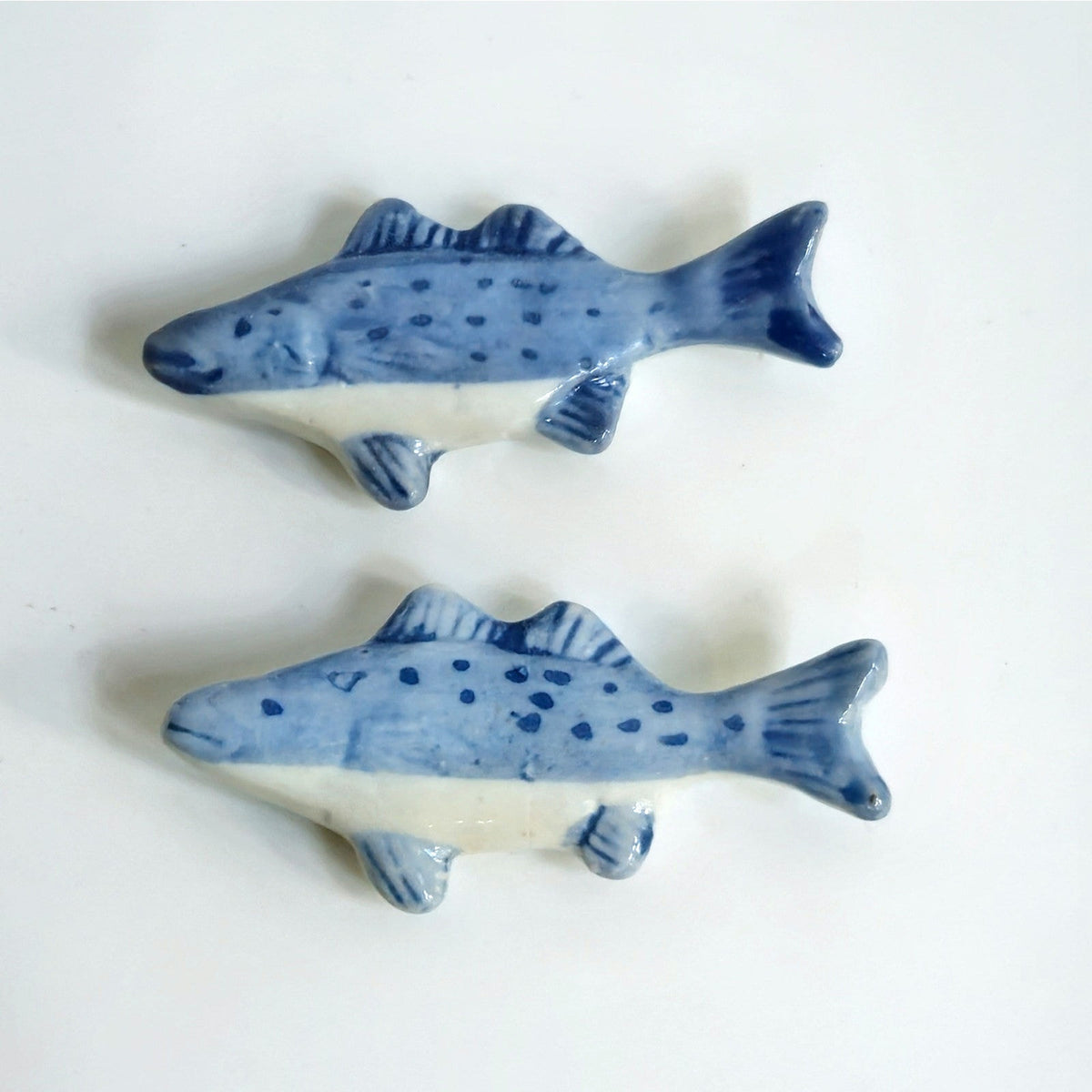 1970s Blue & White Fish Chopstick Rests (Set of 4)