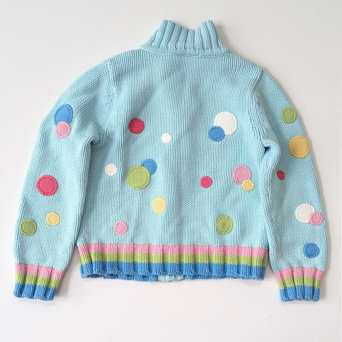 Vintage Talbots Kids Knit Cardigan | Girls 6 | 1990s Turquoise Polka Dots